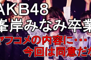 AKB48 峯岸みなみ卒業 ヤフコメの内容に･･･今回は同意だな