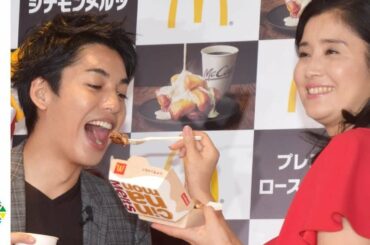 大野拓朗、石田ひかりからスイーツを「あ～ん」　『マクドナルド「HOT JAPAN」キャンペーン』