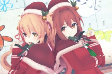 【MMD艦これ】『ハッピーシンセサイザ(Vo.前島亜美＆上坂すみれ)/Happy Synthesizer』by 村雨＆白露(クリスマス衣装)【1440p】