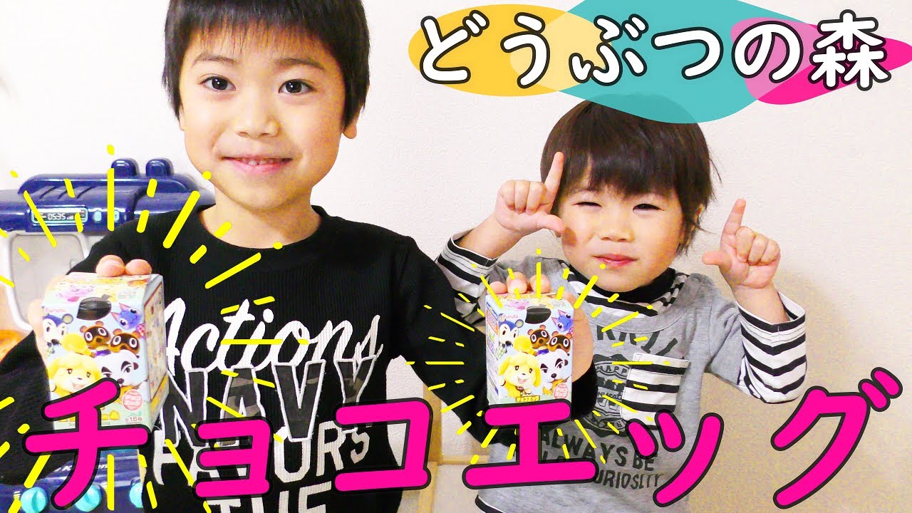 チョコエッグ　どうぶつの森をはやちゃんとこうちゃんで開封するよ～♪