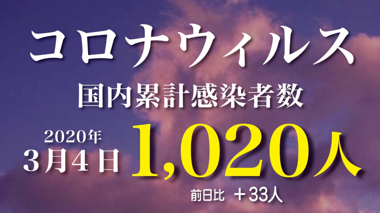 新型コロナウィルス最新感染者数　2020年3月4日　21時