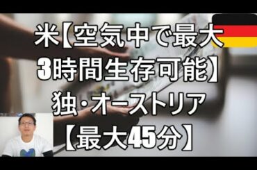 【新型コロナウイルス】【空気中で最大3時間ウイルスが生存可能】は本当なのか。ドイツ、オーストリアの観点をご紹介する。　最新情報 ドイツ現地から
