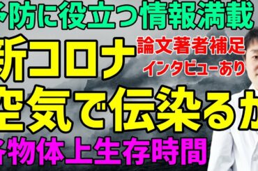 新型コロナウイルスがエアロゾルで空気中に漂う時間や物の上でどれくらい生きるのか、感染予防・衛生環境保持の最新情報の真実をまとめました