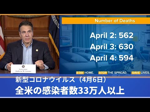 4月6日 新型コロナウイルス 全米の感染者数33万人以上 4月6日 新型コロナウイルス 全米の感染者数33万人以上