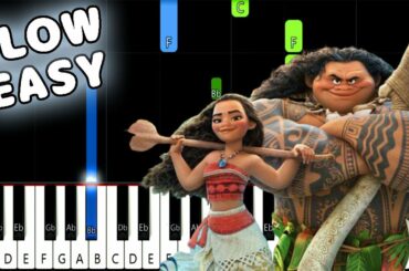 Alessia Cara - How Far I'll Go - Disney's Moana Soundtrack - SLOW EASY Piano Tutorial [animelovemen]