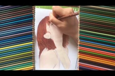 神似！広瀬すず風メイクで塗ってみた ハーフ美女 マリナ 塗り絵 アート  art drawing  painting suzu hirose