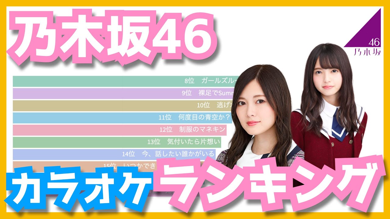 乃木坂46 カラオケで人気の曲ランキングtop50 白石麻衣 齋藤飛鳥 西野七瀬 与田祐希 生田絵梨花 Yayafa