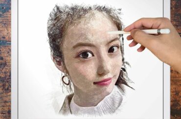 Drawing Mio Imada : 今田美桜 | Using Procreate of iPad Pro - Cross-hatching | HagruDraw