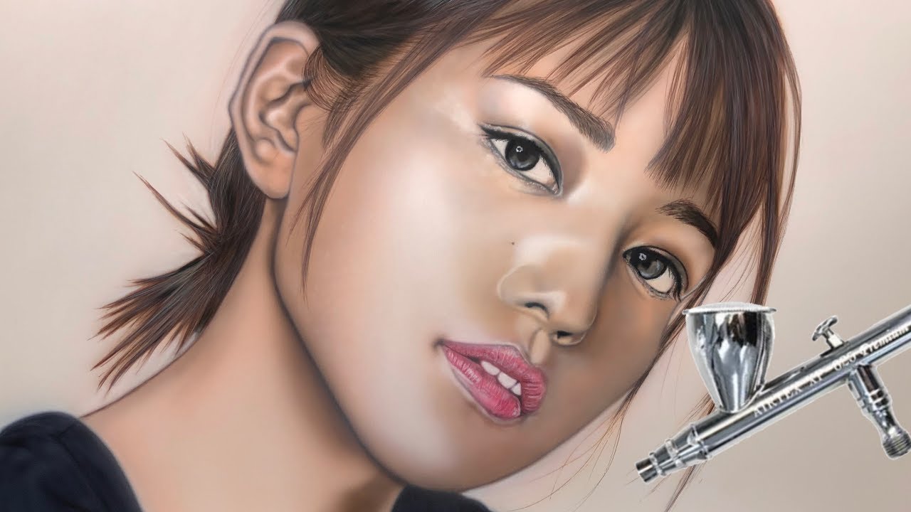 【ノーカット版】川口春奈さん airbrush art/ portrait/ How to draw【べルソン】
