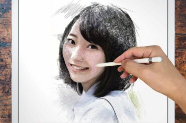 Drawing Rena Takeda : 武田玲奈 | Using Procreate of iPad Pro | Only with lines | プロクリエイトイラスト | ArtyCoaty
