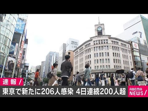 東京都の新たな感染者206人　4日連続で200人超える(20/07/12)