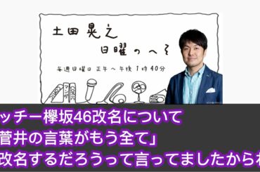 欅坂46 日曜のへそ ツッチー「菅井の言葉がもう全て」「3ヶ月後改名するかもね4月言ってましたからね」