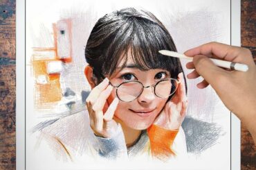 Drawing Minami Hamabe : 浜辺美波 | Using Procreate of iPad Pro | Only with lines | イラスト・デッサン | ArtyCoaty