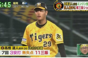 8月7日 プロ野球ニュース【阪神・高橋遥人（24）】虎党期待のエース候補8年目高橋今季初登板！高橋（24）エンジン全開巨人相手に奪三振ショー