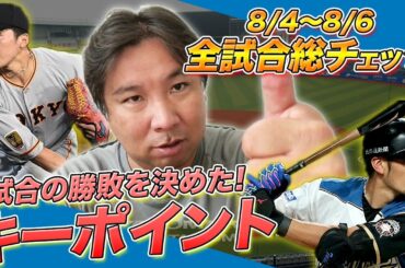 【8/4~8/6全試合総チェック！】『巨人増田の投手起用について』各試合の勝敗を決めたキーポイントを里崎目線で語る！#セリーグ申し送り事項 3連戦振り返ってGOODプレー・BADプレーを伝えます！