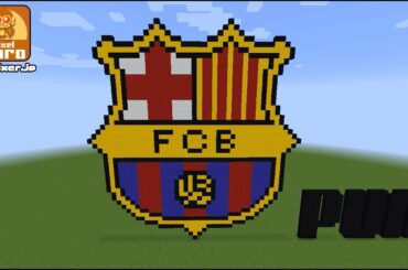 【ドット絵 マイクラ#37】FCバルセロナのエンブレムを描いてみた / Minecraft pixel art - FC Barcelona emblem
