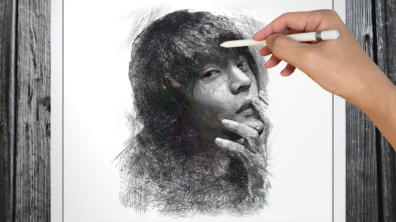 Drawing Masataka Kubota : 窪田正孝 | Using Procreate of iPad Pro | プロクリエイト | ArtyCoaty