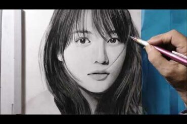 【鉛筆画】　川口春奈 Pencil Drawing Haruna Kawaguchi