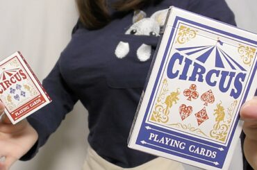 ダイソーの青いサーカスデック⁉️トランプと箱が変化するマジック種明かし