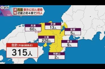 新型コロナウイルスへの感染者数　大阪府は過去２番目に多い２２６人　近畿２府４県では計３１５人