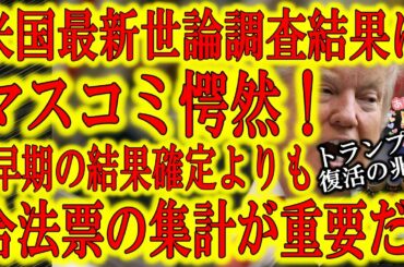 【米国最新世論調査結果にマスコミ愕然！】アメリカ人の85%が「米大統領選挙の結果の早期確定よりも不正票を除いた集計が重要」と回答した！マスコミよ！バイデンを連呼するのではなく、合法票の再集計を叫べ！