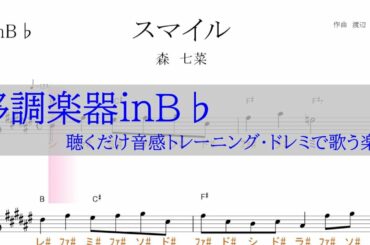 スマイル（森七菜）オロナミンＣ ＣＭソング ～移調楽器inB♭用→原曲Ｅの音が出る／ドレミで歌う楽譜【コード付き】】