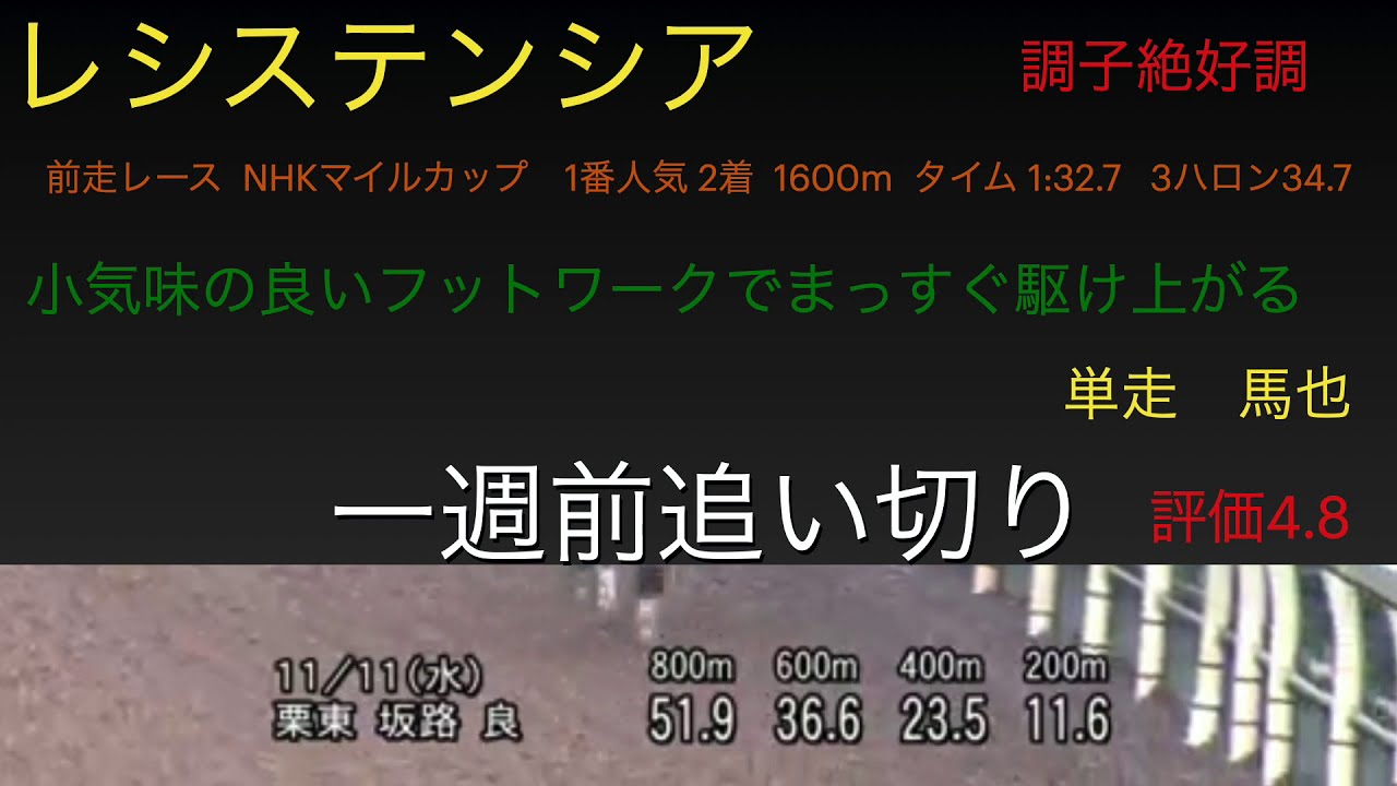 マイルチャンピオンシップ2020一週前追い切り