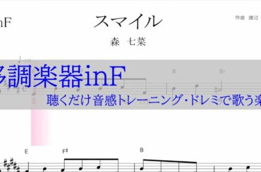 スマイル（森七菜）オロナミンＣ ＣＭソング ～移調楽器inF用→原曲Ｅの音が出る／ドレミで歌う楽譜【コード付き】