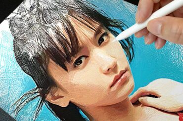 Drawing 新垣結衣(Yui Aragaki)ガッキー | How to painting | プロクリエイトで絵描く | 似顔絵イラストメイキング デッサンの描き方 | ArtyCoaty