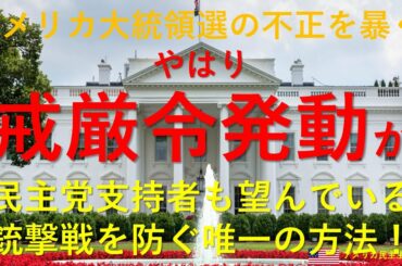 アメリカ大統領選の闇を暴くーやはり、トランプ大統領の残された選択は戒厳令発動か。民主党支持者も望む戒厳令は、大規模テロを防ぐ唯一の方法。
