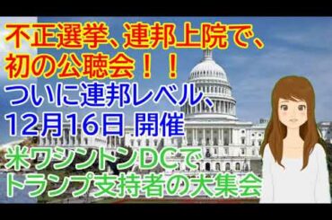 不正選挙、連邦上院で、初の公聴会！連邦レベル、12月16日決定！米ワシントンDCでトランプ支持者の大集会 アメリカ大統領選挙