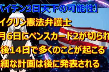 【米大統領選】ライクリン憲法弁護士　1月6日にペンスカード2が切られる　　今後14日で多くのことが起こる【今度こそ最終決着】