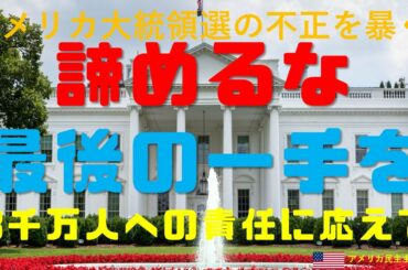 アメリカ大統領選の闇を暴くー合同議会での選挙人団投票での異議申し立ての結果は敗北。ペンスに裏切られ、共和党にもそっぽを向かれた今、国民8千万の声に応えて最後の一手への行動を起こせ！