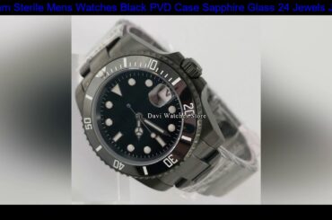 40mm Sterile Mens Watches Black PVD Case Sapphire Glass 24 Jewels Japan NH35 Automatic Movement Mal