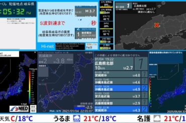 日本全国地震速報ライブ・気象情報・24時間LIVE/Japan Earthquake Early Warning Live / Weather Information / 24 Hours LIVE