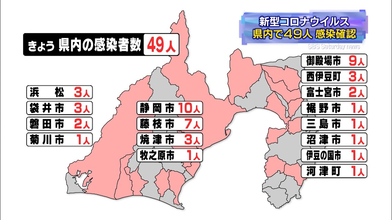 新型コロナウイルス　静岡県内で４９人感染確認