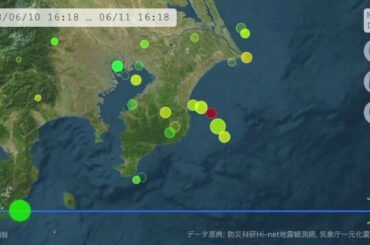 震源情報（千葉県沖、2018年6月10日〜7月10日、長期間）