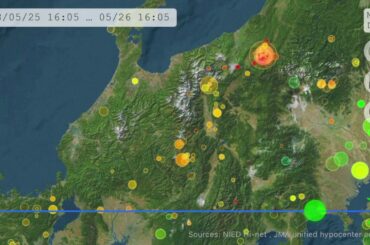 震源情報（長野県北部、2018年5月3日〜5月30日）