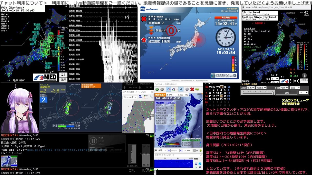 【緊急地震速報】2021/02/18 15:02発生 福島県沖 M4.5 最大震度2 【緊急地震速報】2021/02/18 15:02発生 福島県沖 M4.5 最大震度2