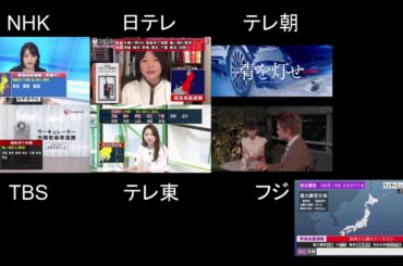 福島・宮城 震度6強 地震発生時の緊急地震速報 (2021/02/13 23:08) 関東6局マルチ画面+ウェザーニュースLiVE