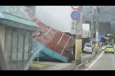 福島県沖地震(震度6強)被害状況　車載映像　伊達郡桑折町