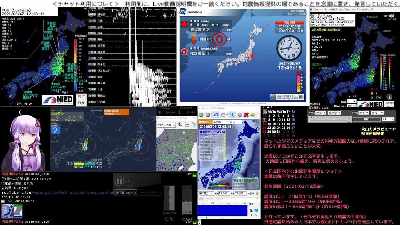 【緊急地震速報】2021/03/07 12:42発生 茨城県沖 M3.9 最大震度2 【緊急地震速報】2021/03/07 12:42発生 茨城県沖 M3.9 最大震度2