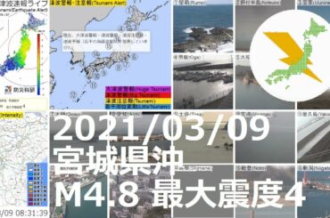 宮城県沖地震 M4.8最大震度4（2021/03/09 08:30）