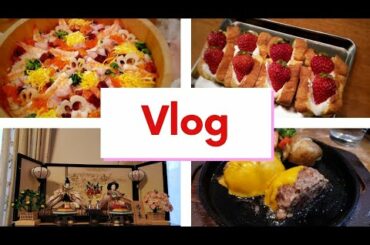 【Vlog】ハンバーグランチ｜ひな祭り｜失敗！台湾風カステラ｜中2女子お部屋改造計画その２