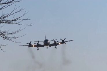 下総航空基地　P-3C  滑走路脇で見学　タッチ＆ゴー！