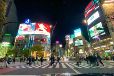 20210326 23:00の渋谷スクランブル交差点 車載動画 コロナ 緊急事態宣言解除後の金曜日