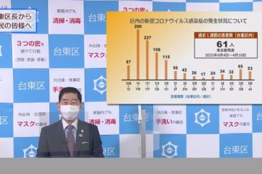 新型コロナウイルス感染症について、区民の皆様へ区長動画メッセージ（令和3年4月13日）