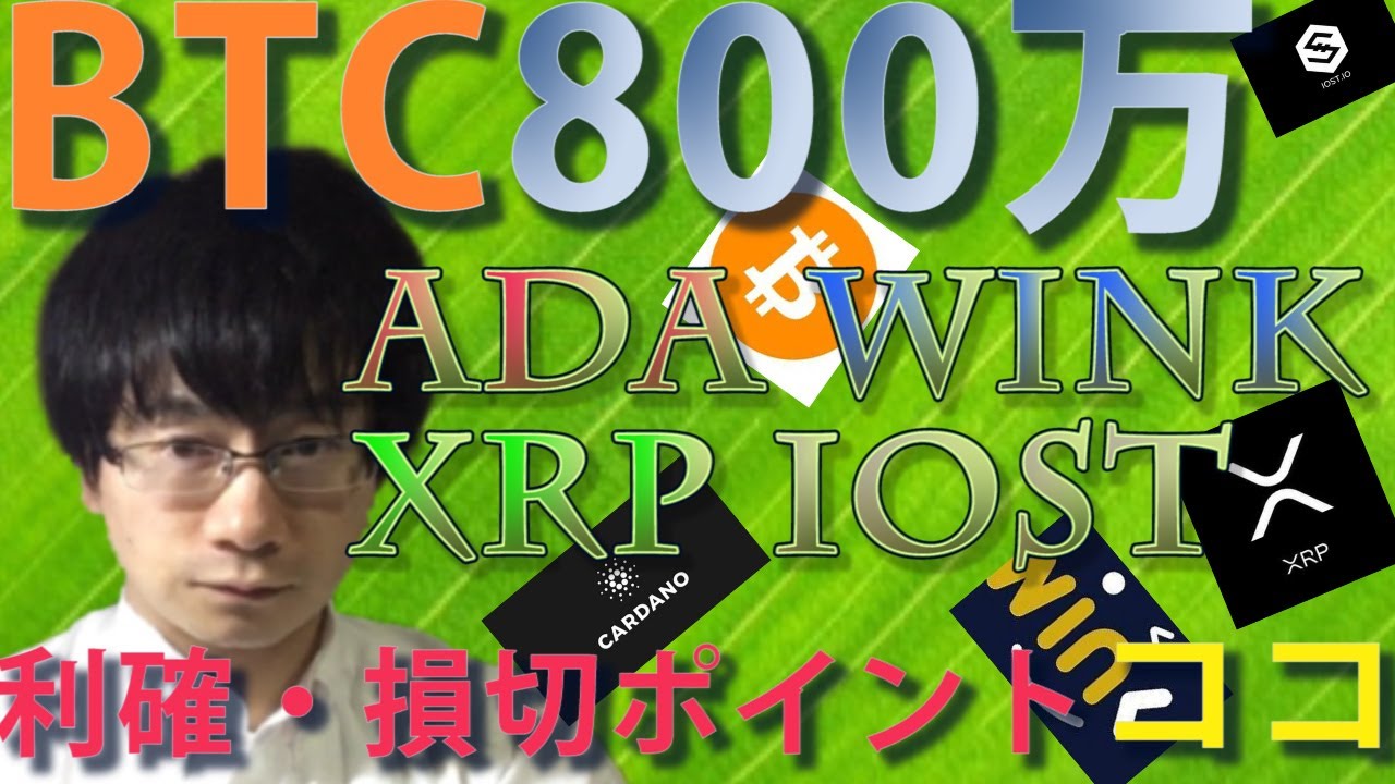 【仮想通貨ビットコイン，リップル,IOST,ADA,WINk】調整フェーズ続く！！BTCはトリプルトップ否定からのボトム形成なので爆上げの力溜めとみる！