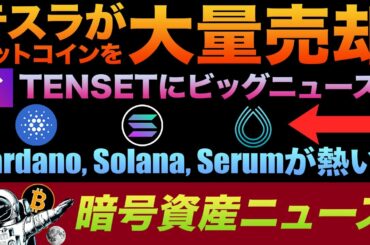 価格暴落の危機？テスラがビットコインを大量売却🤯Tensetにビッグニュース！！Cardano, Solana, Serumなど熱すぎるコインの最新情報！イラン政府が暗号資産で輸入品購入開始👀🔥