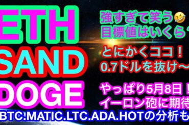 【仮想通貨 BTC.ETH.SAND.DOGE.MATIC.LTC.ADA.HOT】ビットコインは重要ライン上‼️粘れ〜🤣ドージはやはり5月8日が爆上げ日❓ライトコインは直近最高値更新なるか❗️❓